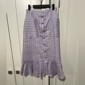 Sandro Lavender Striped A-Line Skirt